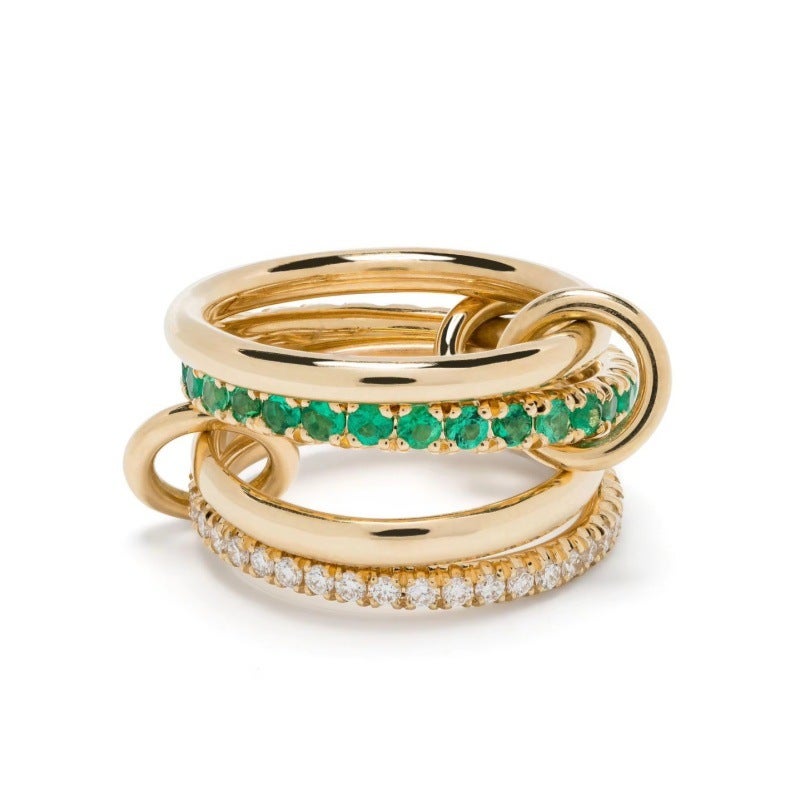 Popular Light Luxury High-End Copper Inlaid Zircon Interlocking Ring Creative Personality Trendy Hand Jewelry - Image 1